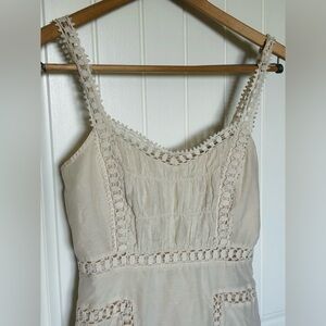 Cream Sleeveless Crochet Dress Sundance Company, silk & cotton